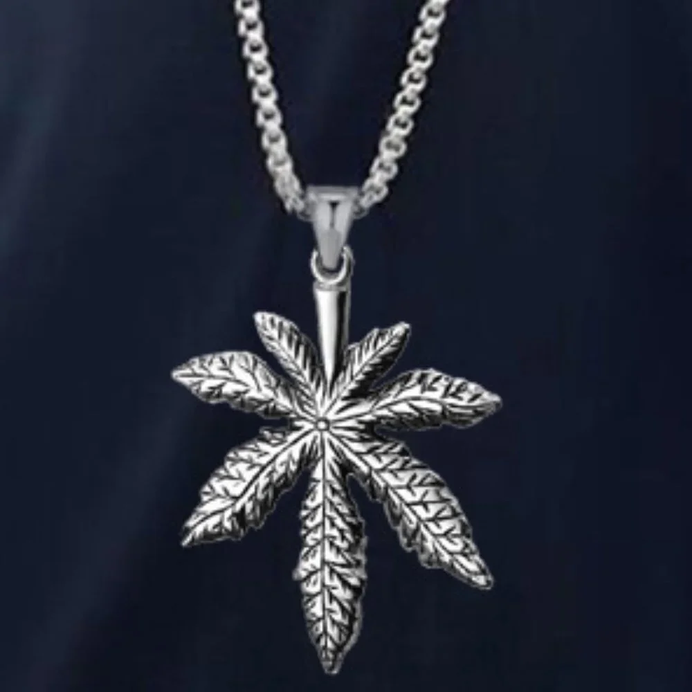 ❤️Hiphop leaf stainless steel necklace, N90201P140
